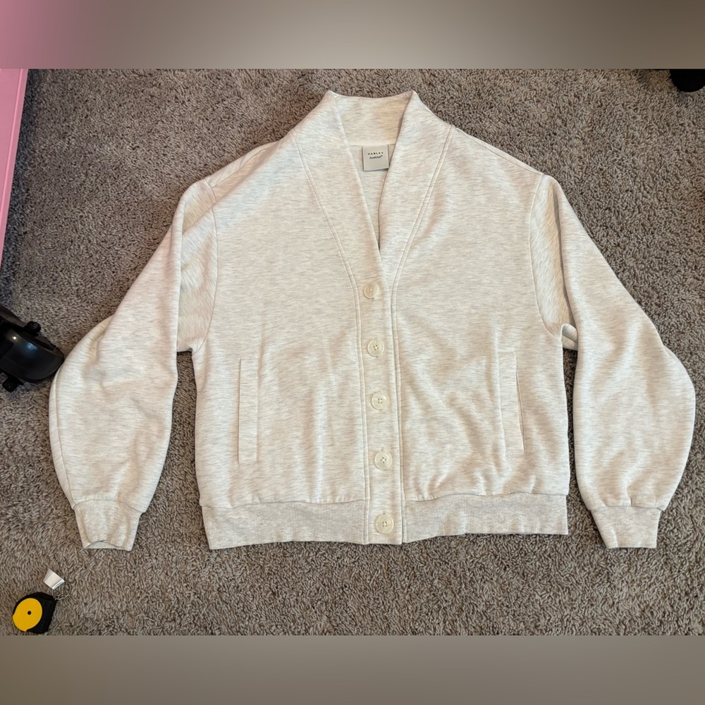 Varley Heather Cream Beige Cardigan Sweatshirt